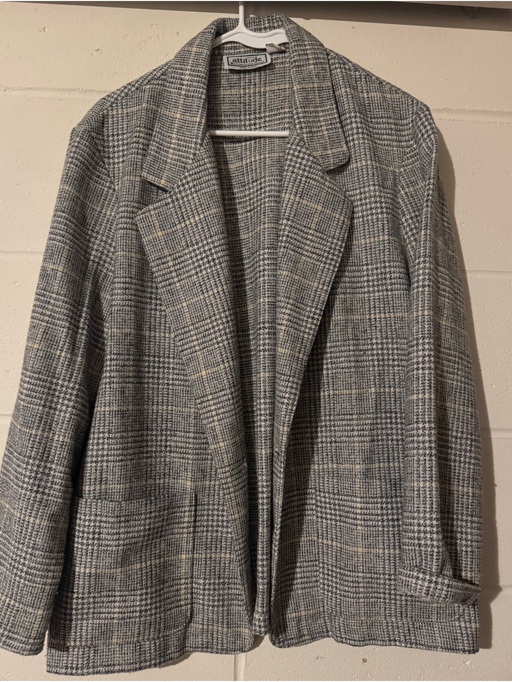 Vintage Attitude Grey Plaid Wool Blend
